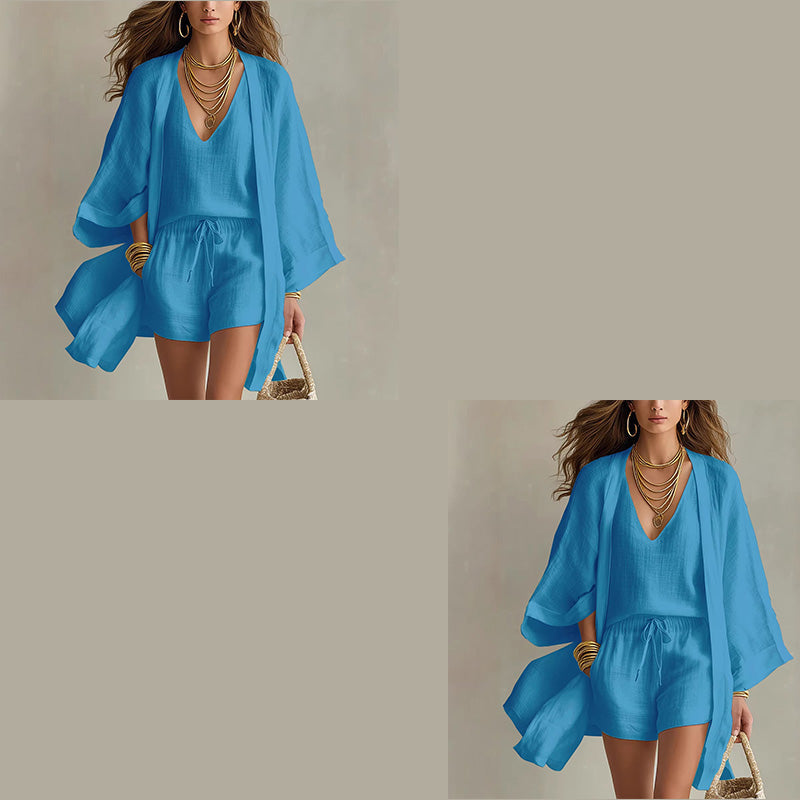 Women's Casual 3-Piece Lounge Set with Cardigan