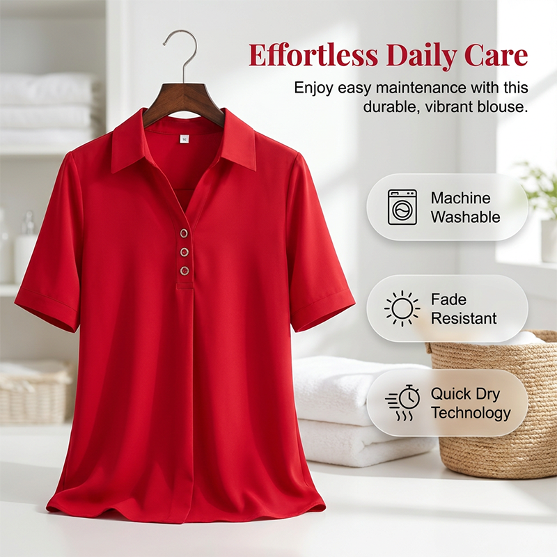 Women's Short Sleeve Solid Color Blouse