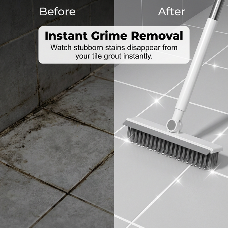🧹2-in-1 Grout & Corner Scrubber Brush with Squeegee