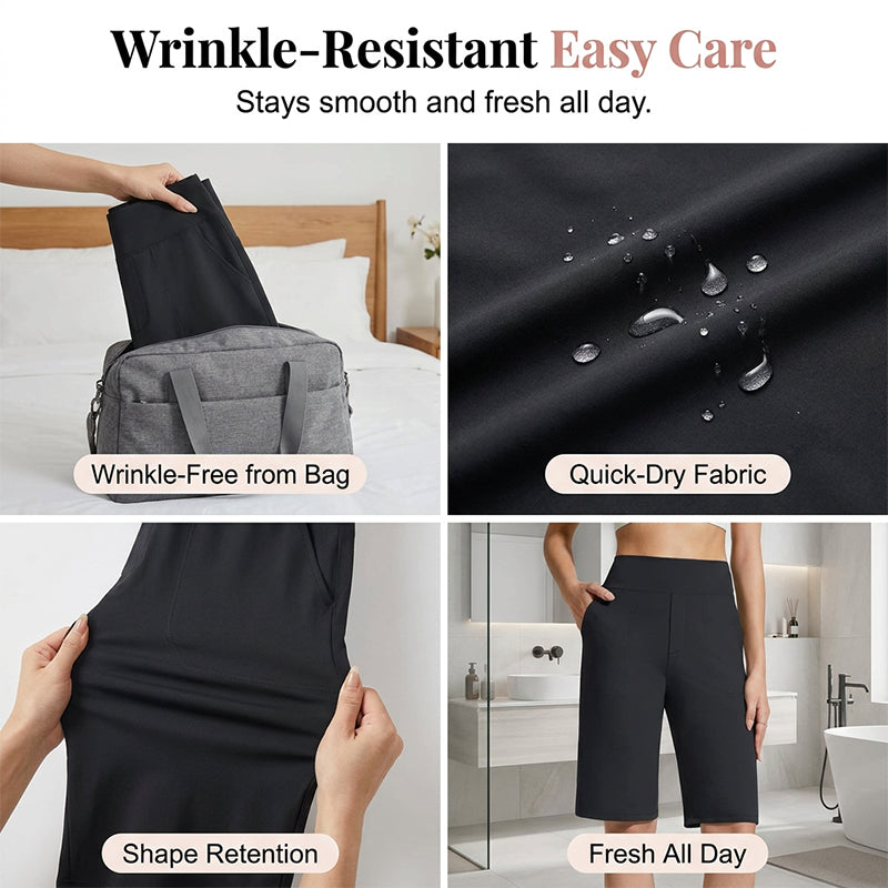 🩳 LIMITED-TIME 50% OFF! ✨ Women's Stretch Walking Shorts – 4-Way Stretch, High-Rise, Knee-Length 🚶‍♀️