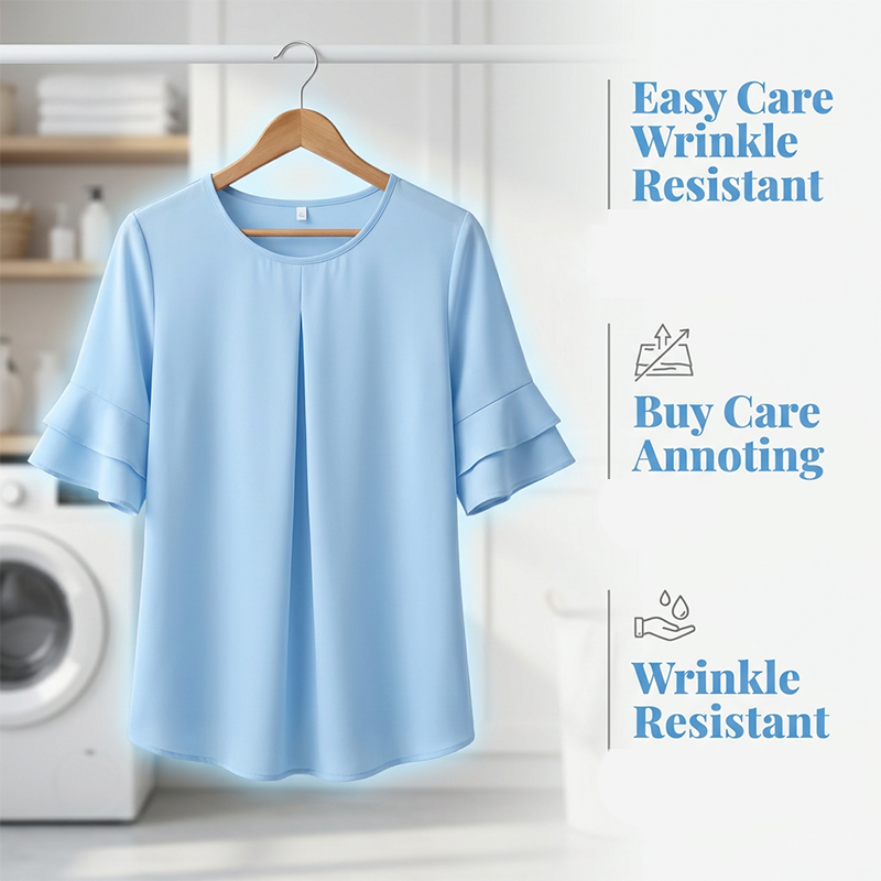 Women's Ruffled Short Sleeve Blouse