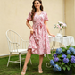 Women’s Floral Print Tie-Waist Ruffle Sleeve Dress
