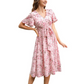 Women’s Floral Print Tie-Waist Ruffle Sleeve Dress