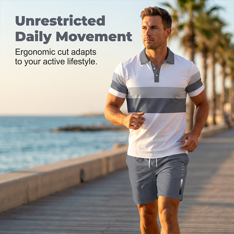 🔥Men's Short Sleeve Casual Set, Summer Beach Fashion Sport Wear, Plaid Pattern, Slim-Fitting, Above the Knee