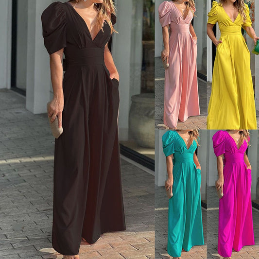 ☁️ （2026 New fashion,Rich colors & full plus sizes, fits every figure!）Soft Drape Wide Leg Jumpsuit — Lightweight Fabric