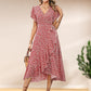 👗Women’s Summer Elegant V Neck Tie Waist Flowy Floral Dress– Flattering Summer Chic✨