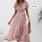 👗Women’s Summer Elegant V Neck Tie Waist Flowy Floral Dress– Flattering Summer Chic✨