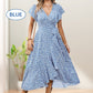 👗Women’s Summer Elegant V Neck Tie Waist Flowy Floral Dress– Flattering Summer Chic✨