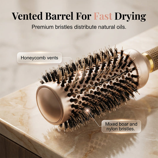 🏆 Last Day Special Price £9.99! 💇Professional Volumizing Round Hair Brush – Vented Barrel, Ergonomic Grip, Salon Results ✨