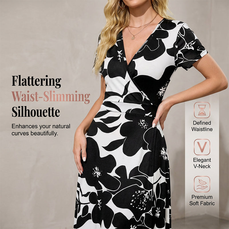 👗2026 Summer Hot Sale 49% OFF🌈 Women's V neck Ankle Length Floral Print Beach Long Flowy  Maxi Dress with Pockets🎀