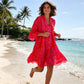 Women's V-Neck Boho Print Dress