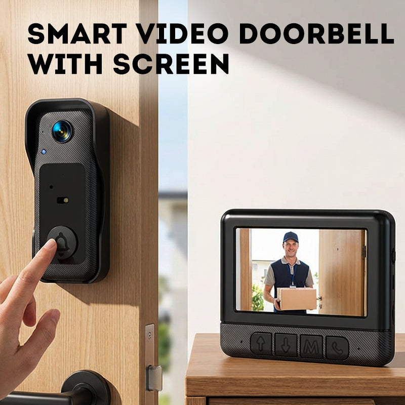 🔔50% OFF NOW! Wireless Smart Video Doorbell with Display Screen,1080P HD Two‑Way Audio Doorbell Camera, Motion Detection Night Vision Home Security Intercom, Easy Installation for Front Door