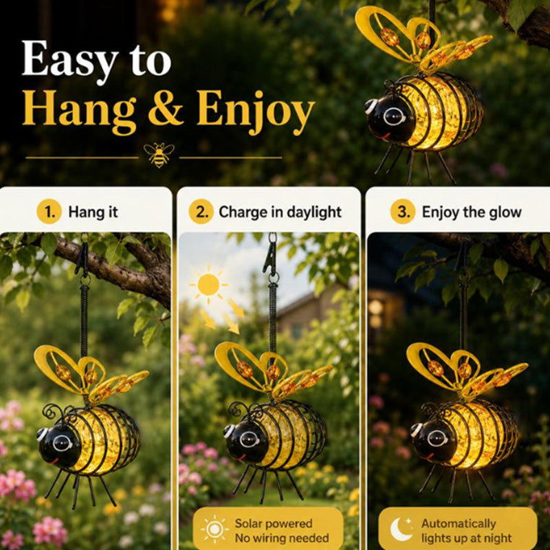 🔥Special Price £10.99!! ⚡50K+ SOLD!✨🐝Hanging Solar Bee Light – Warm Amber Glow, Flicker-Free, Perfect for Garden Parties, Camping, or Kids’ Rooms – Spread Joy Day and Night 🌞🌜