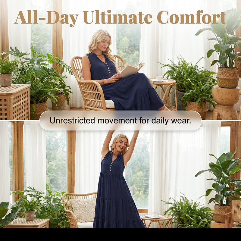 Women's Sleeveless Loose Casual Tiered Dress