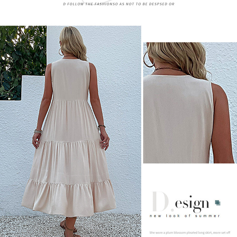 Women's Sleeveless Loose Casual Tiered Dress