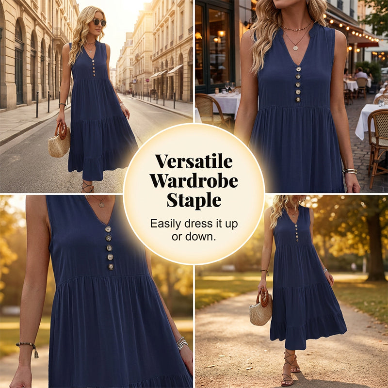 Women's Sleeveless Loose Casual Tiered Dress
