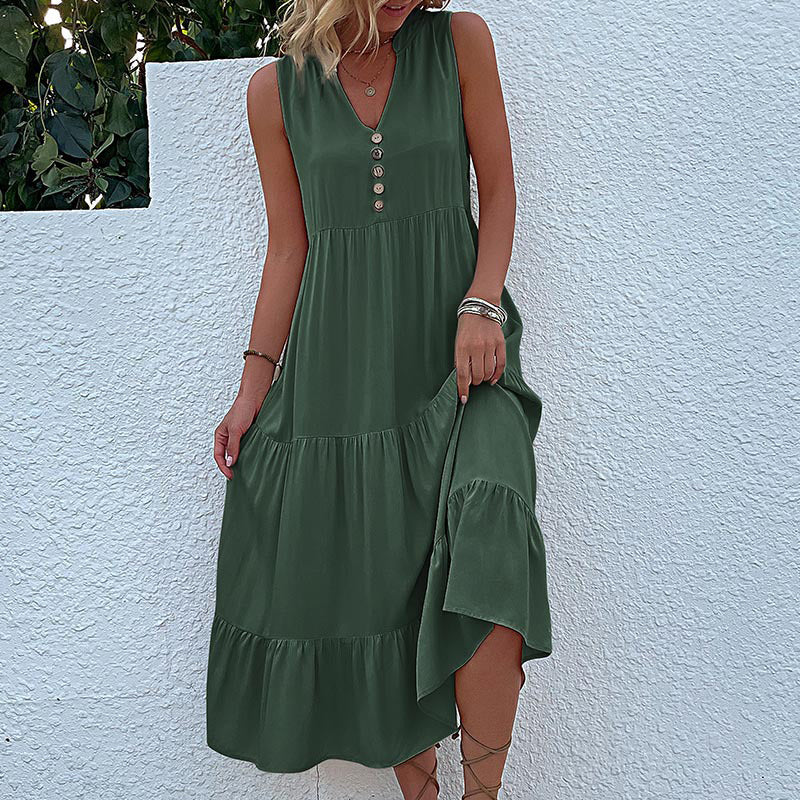 Women's Sleeveless Loose Casual Tiered Dress
