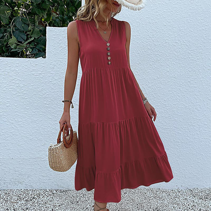 Women's Sleeveless Loose Casual Tiered Dress