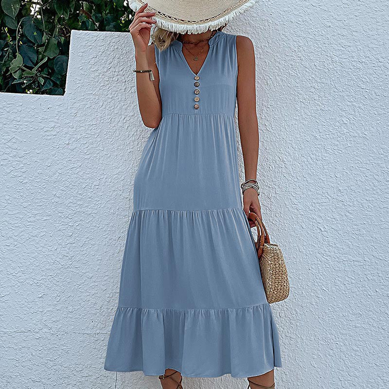 Women's Sleeveless Loose Casual Tiered Dress