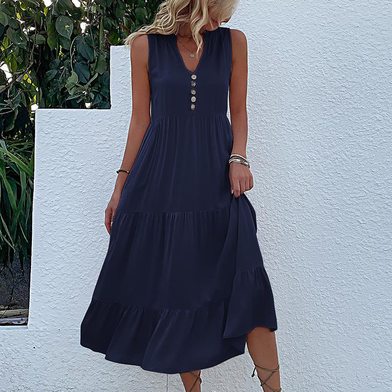 Women's Sleeveless Loose Casual Tiered Dress