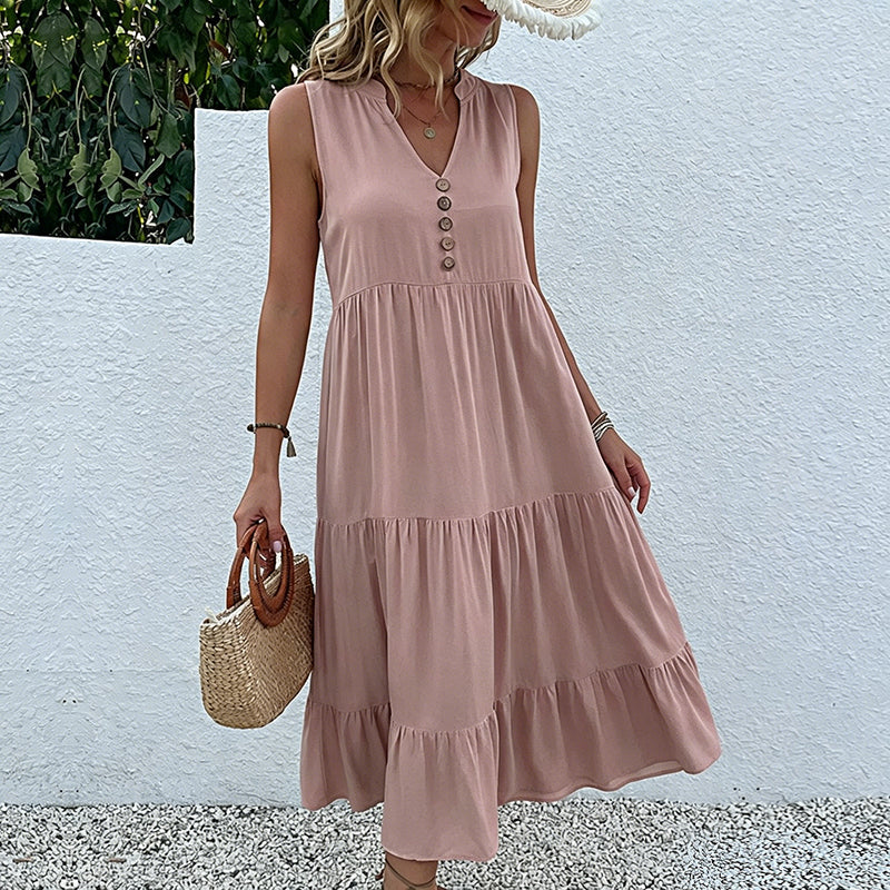 Women's Sleeveless Loose Casual Tiered Dress
