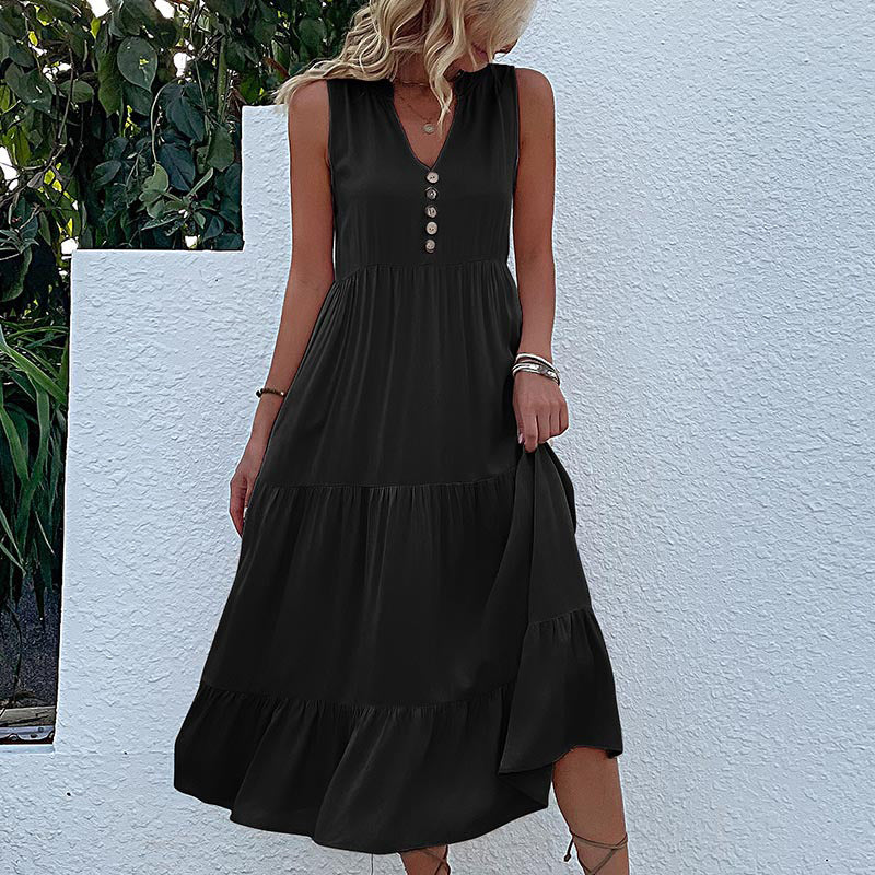 Women's Sleeveless Loose Casual Tiered Dress