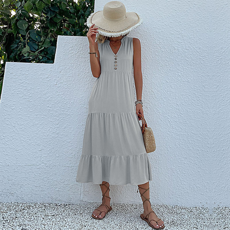 Women's Sleeveless Loose Casual Tiered Dress
