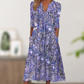 Women's Casual Floral Print V-Neck Loose Fit Dress