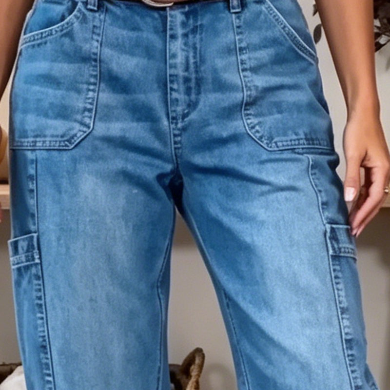 👖 LIMITED-TIME 55% OFF! ✨ Women's Casual Stretchy Cropped Denim Pants – Barrel Fit, Mid-Waist, Multi-Pockets 🌿