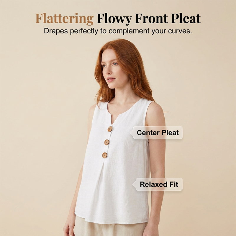 👚❄️Summer cool-down deal: just £12.99!!⚡50K+ SOLD!❄️Women's V-Neck Sleeveless Cotton Linen Vest