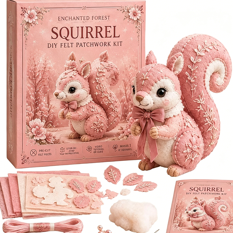🎀49% OFF🎁Pink Enchanted Forest DIY Felt Patchwork Kit