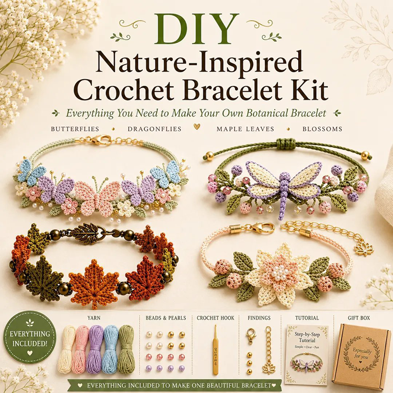 🧶 Nature‑inspired DIY crochet bracelet kit 🧘 Reduce stress while creating wearable art with your own hands.