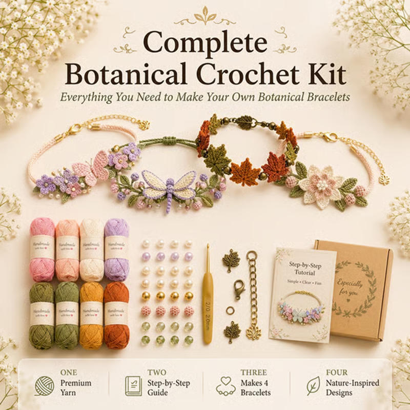 🧶 Nature‑inspired DIY crochet bracelet kit 🧘 Reduce stress while creating wearable art with your own hands.