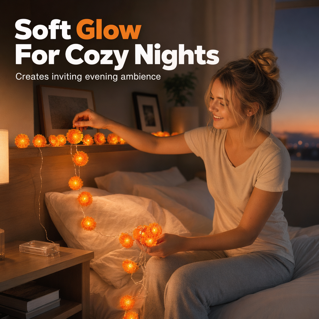 🌼 LIMITED-TIME 50% OFF! ✨ Artificial Marigold Flower LED String Light – Vivid Floral, Warm Glow, Season Decor 🎃