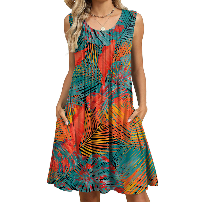 Women's Casual Loose Fit Sleeveless Dress