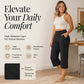 Women's High-Waisted Wide Leg Cropped Capri Pants Pocket Yoga Leggings