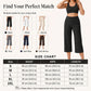 Women's High-Waisted Wide Leg Cropped Capri Pants Pocket Yoga Leggings