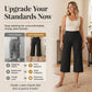 Women's High-Waisted Wide Leg Cropped Capri Pants Pocket Yoga Leggings