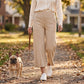 Women's High-Waisted Wide Leg Cropped Capri Pants Pocket Yoga Leggings