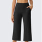 Women's High-Waisted Wide Leg Cropped Capri Pants Pocket Yoga Leggings