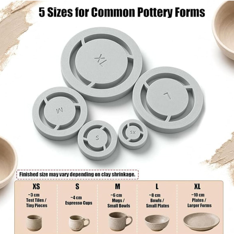 Centering Tool with Foot Ring Template for Ceramic Trimming