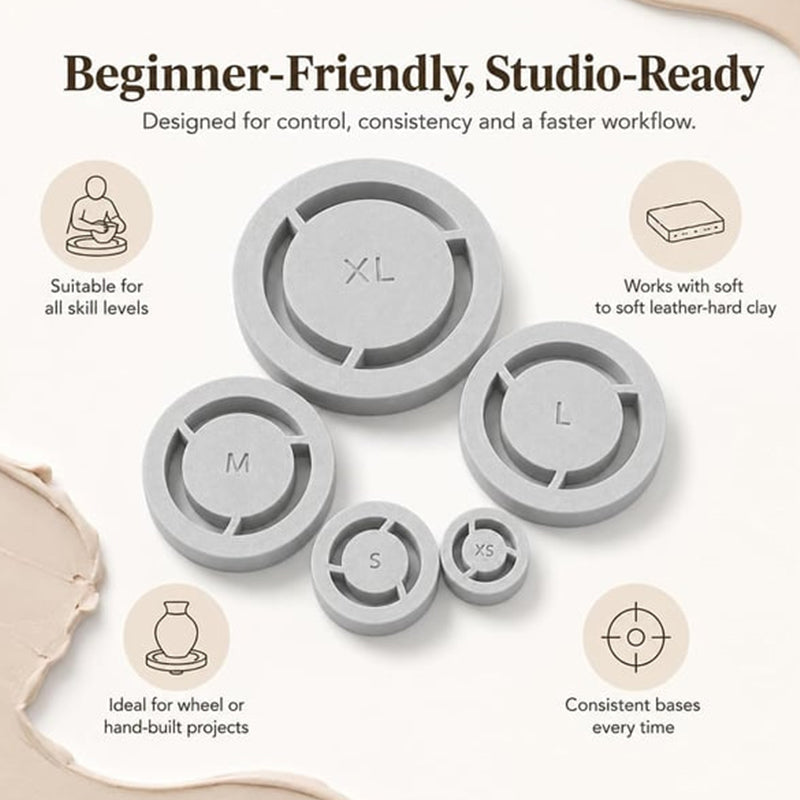 Centering Tool with Foot Ring Template for Ceramic Trimming