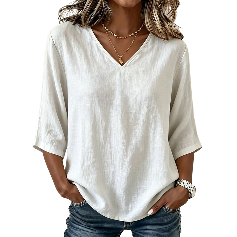 Women's Casual V-Neck 3/4 Sleeve Blouse