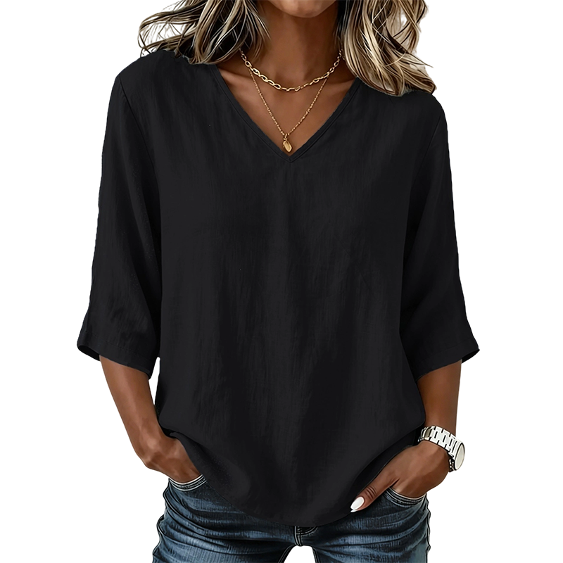 Women's Casual V-Neck 3/4 Sleeve Blouse
