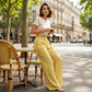 Women's Smocked Waist Striped Gingham Pants