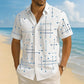 📢📢50% OFF !! ⏰ Men’s Geometric Print Relaxed-Fit Button-Down Shirt