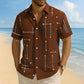 📢📢50% OFF !! ⏰ Men’s Geometric Print Relaxed-Fit Button-Down Shirt