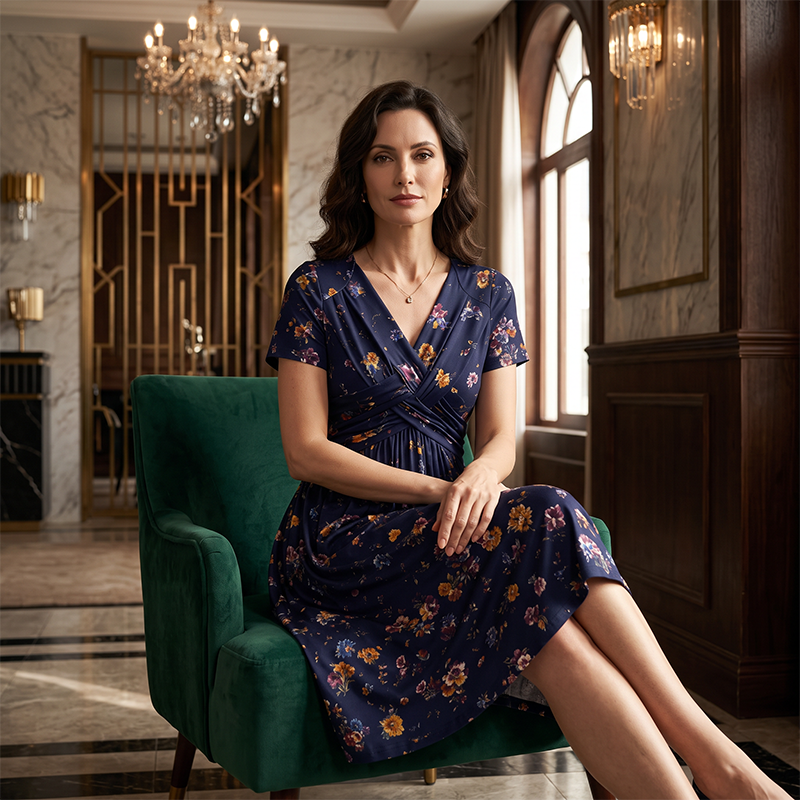 🌸LAST DAY SPECIAL PRICE!!🌸Women's V-Neck Floral Print Dress with Twist Waist