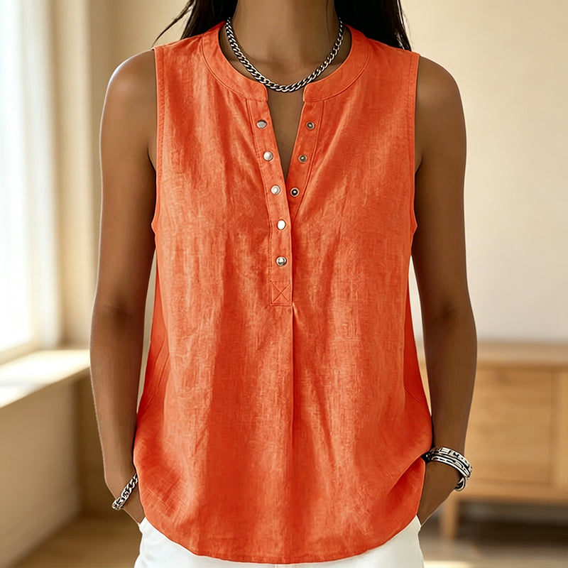 🏖️Summer Hot Sale 60% OFF🏝️👚Women's Casual Sleeveless Button-Front Top✨
