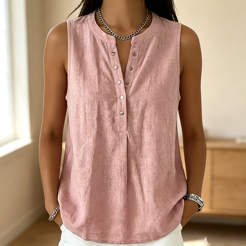 🏖️Summer Hot Sale 60% OFF🏝️👚Women's Casual Sleeveless Button-Front Top✨